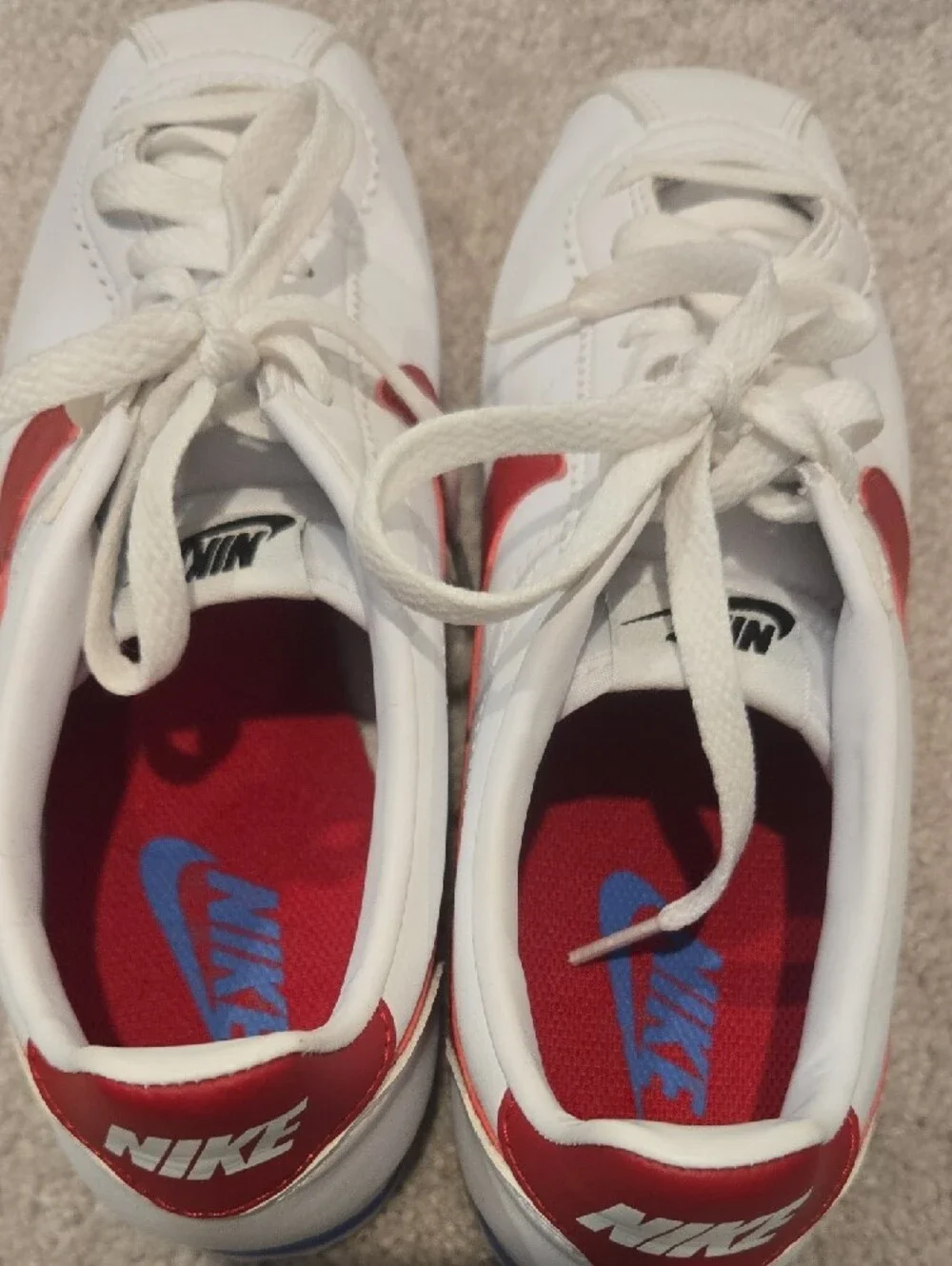 NIKE‎ Forrest Gump Cortez White/Red/Blue Leather Sneakers Size 8.5 Mens